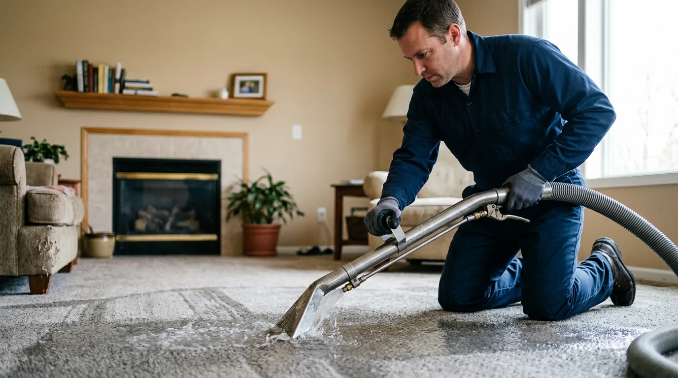 Water damage restoration technician working near Bracey, VA